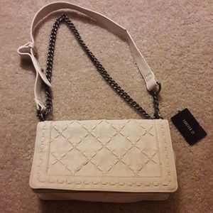 Forever 21 faux leather quilted ivory box purse
